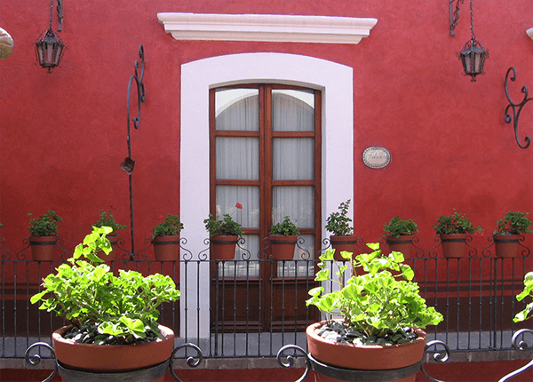 red painted wall